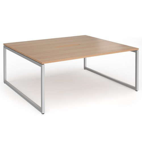Connex Plus O Frame 1800 x 1600 x 725mm Back to Back Desk (2 x 1800mm) - Silver Frame / Beech Top - HCO1816-S-B