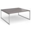 Connex Plus O Frame 1800 x 1600 x 725mm Back to Back Desk (2 x 1800mm) - Silver Frame / Grey Oak Top - HCO1816-S-GO