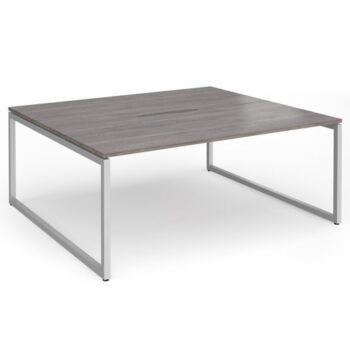Connex Plus O Frame 1800 x 1600 x 725mm Back to Back Desk (2 x 1800mm) - Silver Frame / Grey Oak Top - HCO1816-S-GO