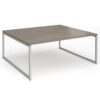 Connex Plus O Frame 1800 x 1600 x 725mm Back to Back Desk (2 x 1800mm) - Silver Frame / Nebraska Oak Top - HCO1816-S-NO