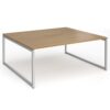 Connex Plus O Frame 1800 x 1600 x 725mm Back to Back Desk (2 x 1800mm) - Silver Frame / Oak Top - HCO1816-S-O