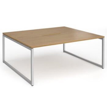 Connex Plus O Frame 1800 x 1600 x 725mm Back to Back Desk (2 x 1800mm) - Silver Frame / Oak Top - HCO1816-S-O