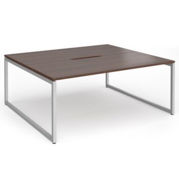 Connex Plus O Frame 1800 x 1600 x 725mm Back to Back Desk (2 x 1800mm) - Silver Frame / Walnut Top - HCO1816-S-W