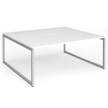 Connex Plus O Frame 1800 x 1600 x 725mm Back to Back Desk (2 x 1800mm) - Silver Frame / White Top - HCO1816-S-WH