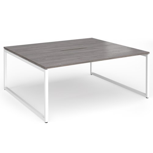 Connex Plus O Frame 1800 x 1600 x 725mm Back to Back Desk (2 x 1800mm) - White Frame / Grey Oak Top - HCO1816-WH-GO