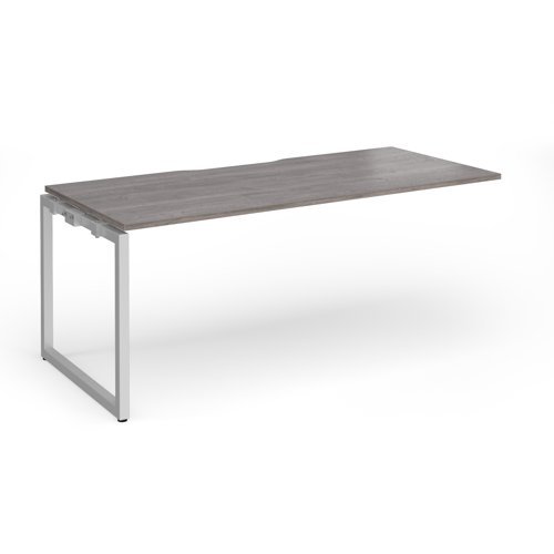 Connex Plus O Frame 1800 x 800 x 725mm Single Add On Bay - Silver Frame / Grey Oak Top - HCO188-AB-S-GO