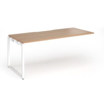 Connex Plus O Frame 1800 x 800 x 725mm Single Add On Bay - White Frame / Beech Top - HCO188-AB-WH-B