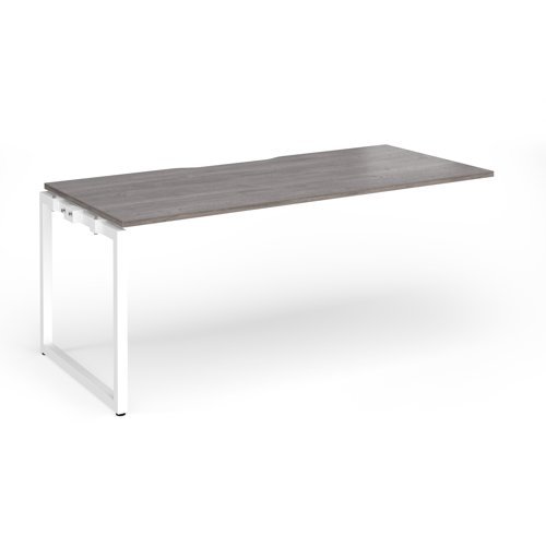 Connex Plus O Frame 1800 x 800 x 725mm Single Add On Bay - White Frame / Grey Oak Top - HCO188-AB-WH-GO