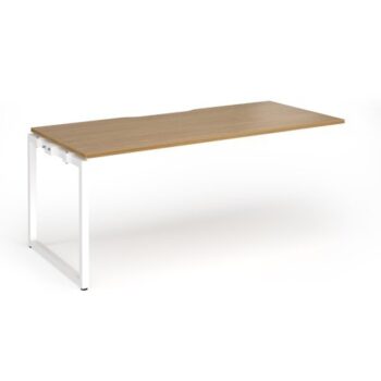 Connex Plus O Frame 1800 x 800 x 725mm Single Add On Bay - White Frame / Oak Top - HCO188-AB-WH-O