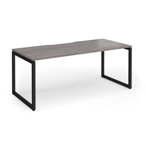 Connex Plus O Frame 1800 x 800 x 725mm Single Desk - Black Frame / Grey Oak Top - HCO188-K-GO