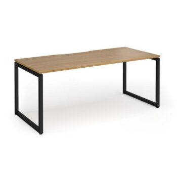 Connex Plus O Frame 1800 x 800 x 725mm Single Desk - Black Frame / Oak Top - HCO188-K-O
