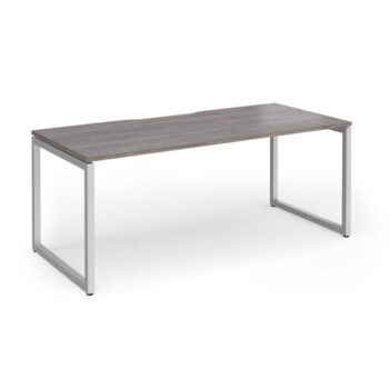 Connex Plus O Frame 1800 x 800 x 725mm Single Desk - Silver Frame / Grey Oak Top - HCO188-S-GO