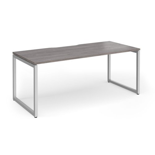 Connex Plus O Frame 1800 x 800 x 725mm Single Desk - Silver Frame / Grey Oak Top - HCO188-S-GO