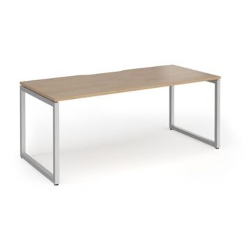 Connex Plus O Frame 1800 x 800 x 725mm Single Desk - Silver Frame / Kendal Oak Top - HCO188-S-KO