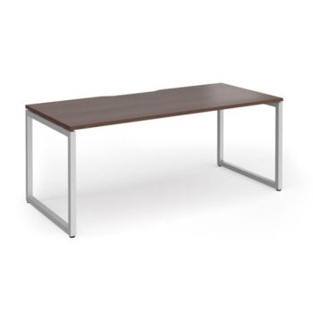 Connex Plus O Frame 1800 x 800 x 725mm Single Desk - Silver Frame / Walnut Top - HCO188-S-W