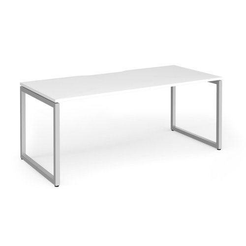 Connex Plus O Frame 1800 x 800 x 725mm Single Desk - Silver Frame / White Top - HCO188-S-WH