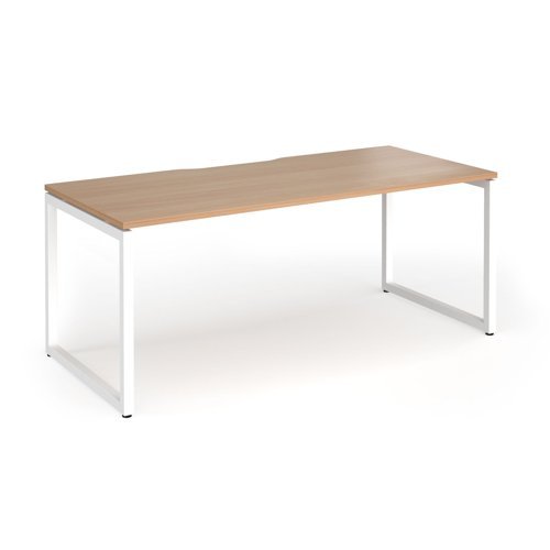 Connex Plus O Frame 1800 x 800 x 725mm Single Desk - White Frame / Beech Top - HCO188-WH-B