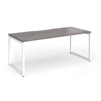 Connex Plus O Frame 1800 x 800 x 725mm Single Desk - White Frame / Grey Oak Top - HCO188-WH-GO