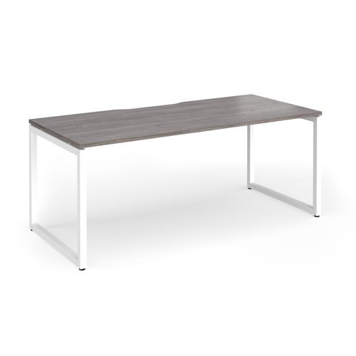 Connex Plus O Frame 1800 x 800 x 725mm Single Desk - White Frame / Grey Oak Top - HCO188-WH-GO