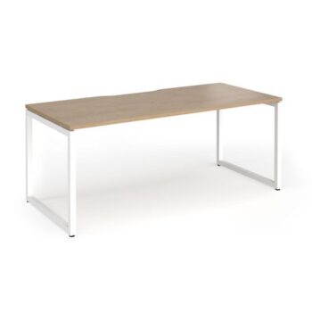 Connex Plus O Frame 1800 x 800 x 725mm Single Desk - White Frame / Kendal Oak Top - HCO188-WH-KO