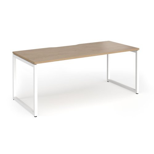 Connex Plus O Frame 1800 x 800 x 725mm Single Desk - White Frame / Kendal Oak Top - HCO188-WH-KO
