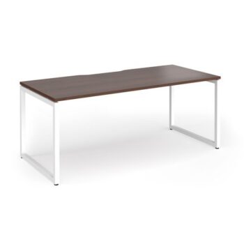 Connex Plus O Frame 1800 x 800 x 725mm Single Desk - White Frame / Walnut Top - HCO188-WH-W