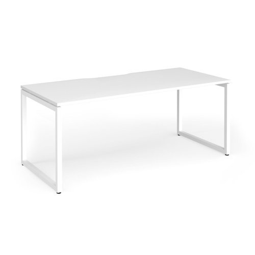 Connex Plus O Frame 1800 x 800 x 725mm Single Desk - White Frame / White Top - HCO188-WH-WH