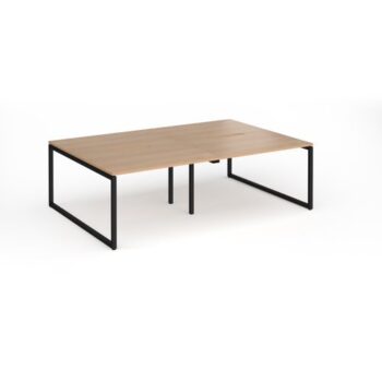 Connex Plus O Frame 2400 x 1600 x 725mm Back to Back Desk ( 4 x 1200mm ) - Black Frame / Beech Top - HCO2416-K-B