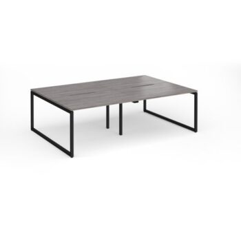 Connex Plus O Frame 2400 x 1600 x 725mm Back to Back Desk ( 4 x 1200mm ) - Black Frame / Grey Oak Top - HCO2416-K-GO
