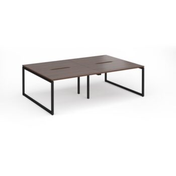 Connex Plus O Frame 2400 x 1600 x 725mm Back to Back Desk ( 4 x 1200mm ) - Black Frame / Walnut Top - HCO2416-K-W