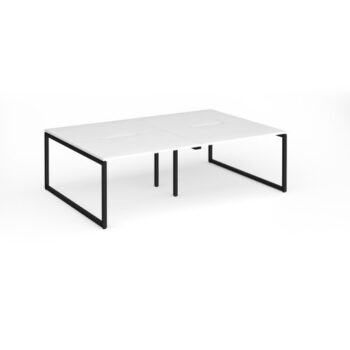 Connex Plus O Frame 2400 x 1600 x 725mm Back to Back Desk ( 4 x 1200mm ) - Black Frame / White Top - HCO2416-K-WH