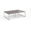 Connex Plus O Frame 2400 x 1600 x 725mm Back to Back Desk ( 4 x 1200mm ) - Silver Frame / Grey Oak Top - HCO2416-S-GO