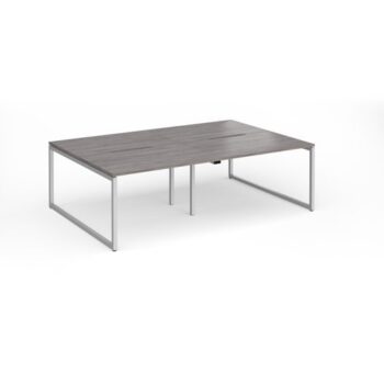 Connex Plus O Frame 2400 x 1600 x 725mm Back to Back Desk ( 4 x 1200mm ) - Silver Frame / Grey Oak Top - HCO2416-S-GO