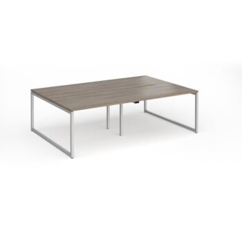Connex Plus O Frame 2400 x 1600 x 725mm Back to Back Desk ( 4 x 1200mm ) - Silver Frame / Nebraska Oak Top - HCO2416-S-NO
