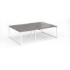 Connex Plus O Frame 2400 x 1600 x 725mm Back to Back Desk ( 4 x 1200mm ) - White Frame / Grey Oak Top - HCO2416-WH-GO