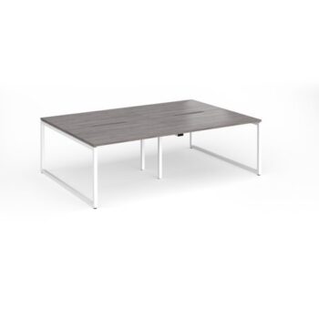 Connex Plus O Frame 2400 x 1600 x 725mm Back to Back Desk ( 4 x 1200mm ) - White Frame / Grey Oak Top - HCO2416-WH-GO