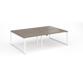 Connex Plus O Frame 2400 x 1600 x 725mm Back to Back Desk ( 4 x 1200mm ) - White Frame / Nebraska Oak Top - HCO2416-WH-NO