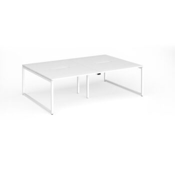 Connex Plus O Frame 2400 x 1600 x 725mm Back to Back Desk ( 4 x 1200mm ) - White Frame / White Top - HCO2416-WH-WH