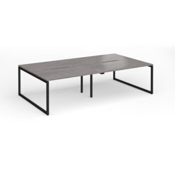 Connex Plus O Frame 2800 x 1600 x 725mm Back to Back Desk ( 4 x 1400mm ) - Black Frame / Grey Oak Top - HCO2816-K-GO