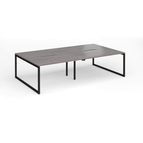 Connex Plus O Frame 2800 x 1600 x 725mm Back to Back Desk ( 4 x 1400mm ) - Black Frame / Grey Oak Top - HCO2816-K-GO