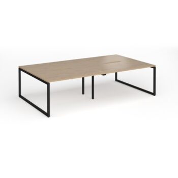 Connex Plus O Frame 2800 x 1600 x 725mm Back to Back Desk ( 4 x 1400mm ) - Black Frame / Kendal Oak Top - HCO2816-K-KO