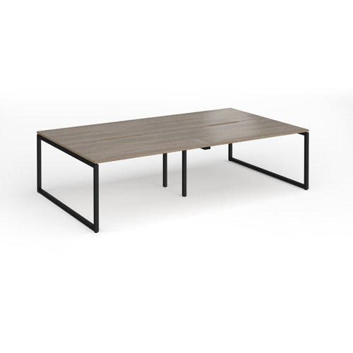 Connex Plus O Frame 2800 x 1600 x 725mm Back to Back Desk ( 4 x 1400mm ) - Black Frame / Nebraska Oak Top - HCO2816-K-NO