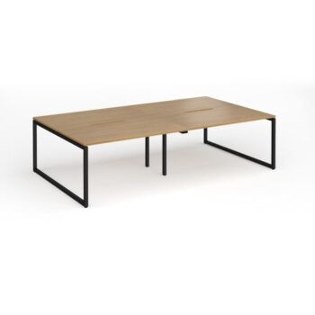 Connex Plus O Frame 2800 x 1600 x 725mm Back to Back Desk ( 4 x 1400mm ) - Black Frame / Oak Top - HCO2816-K-O