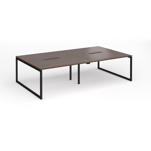 Connex Plus O Frame 2800 x 1600 x 725mm Back to Back Desk ( 4 x 1400mm ) - Black Frame / Walnut Top - HCO2816-K-W