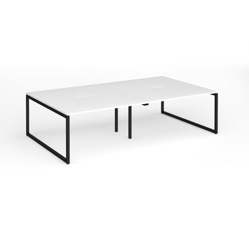 Connex Plus O Frame 2800 x 1600 x 725mm Back to Back Desk ( 4 x 1400mm ) - Black Frame / White Top - HCO2816-K-WH