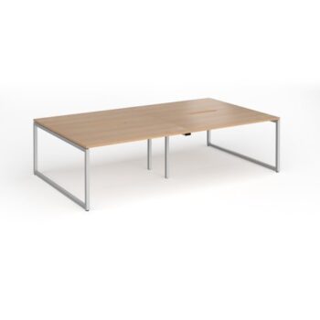 Connex Plus O Frame 2800 x 1600 x 725mm Back to Back Desk ( 4 x 1400mm ) - Silver Frame / Beech Top - HCO2816-S-B