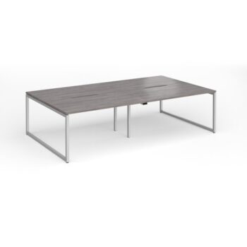 Connex Plus O Frame 2800 x 1600 x 725mm Back to Back Desk ( 4 x 1400mm ) - Silver Frame / Grey Oak Top - HCO2816-S-GO
