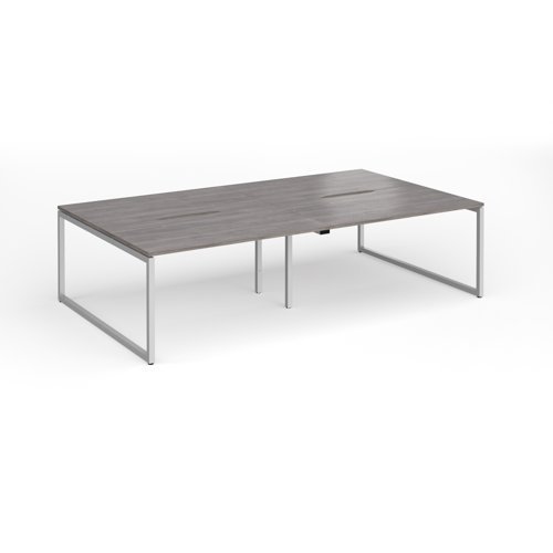 Connex Plus O Frame 2800 x 1600 x 725mm Back to Back Desk ( 4 x 1400mm ) - Silver Frame / Grey Oak Top - HCO2816-S-GO