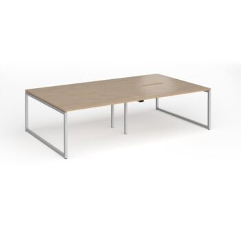 Connex Plus O Frame 2800 x 1600 x 725mm Back to Back Desk ( 4 x 1400mm ) - Silver Frame / Kendal Oak Top - HCO2816-S-KO