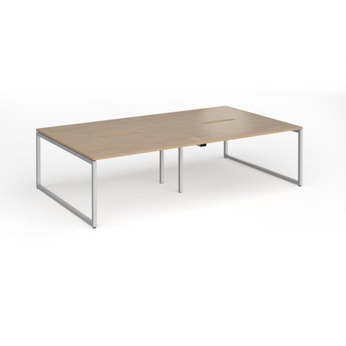Connex Plus O Frame 2800 x 1600 x 725mm Back to Back Desk ( 4 x 1400mm ) - Silver Frame / Kendal Oak Top - HCO2816-S-KO